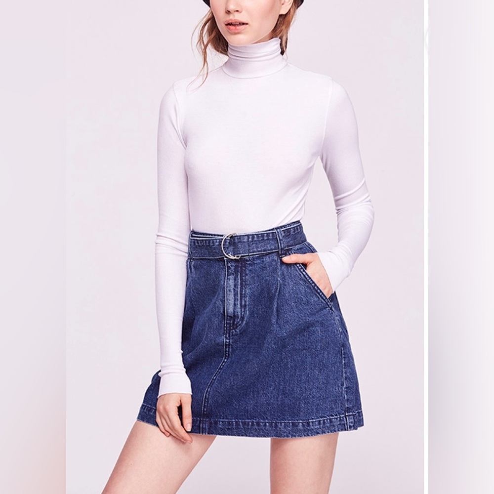 Free People Women's Jade Belted Denim Skirt Indigo Blue